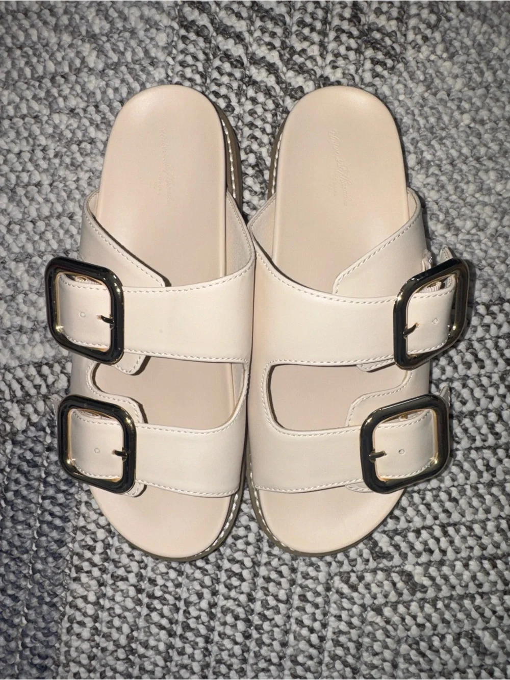 Universal Thread Cream Double Buckle Slide Sandals